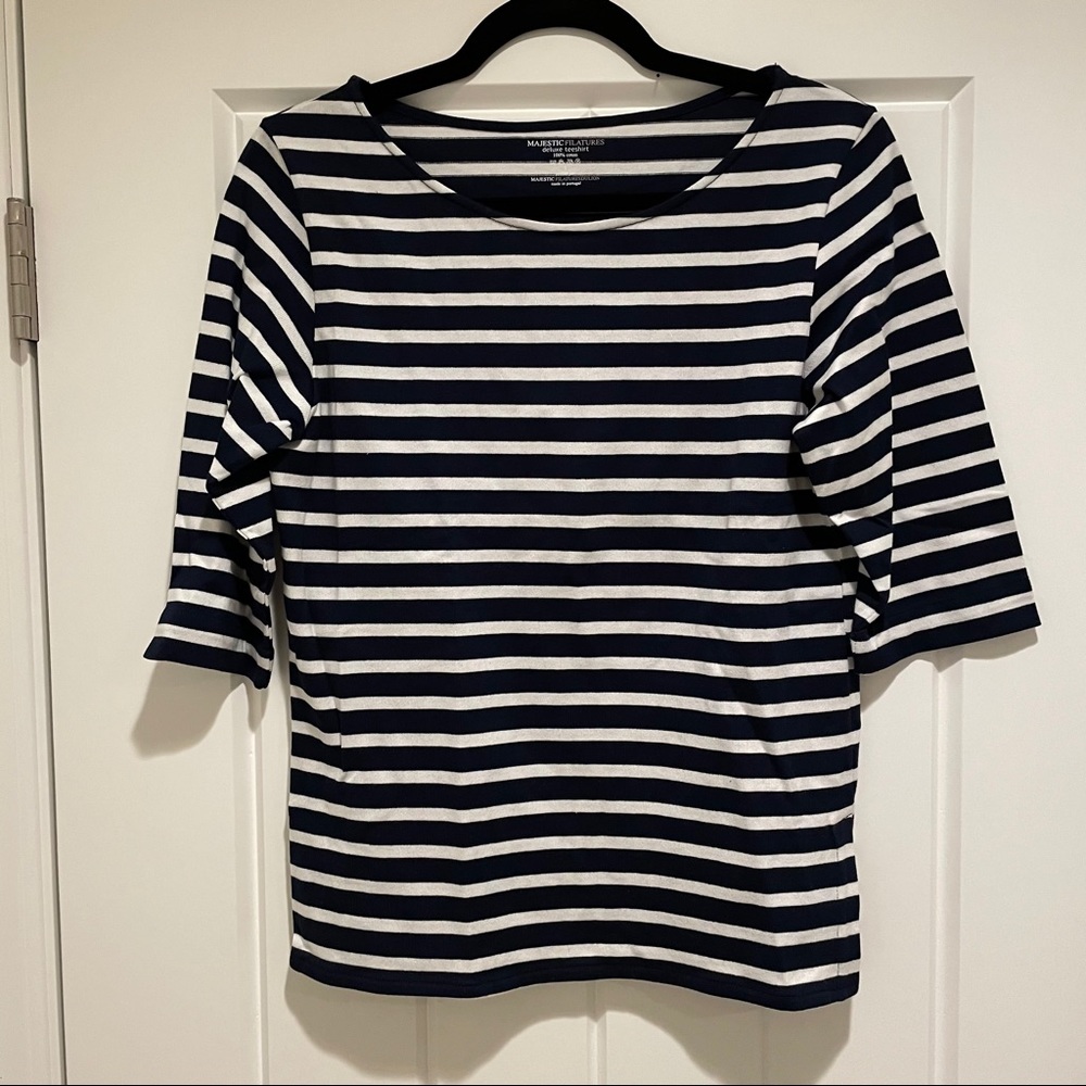 Majestic Filatures navy stripe shirt